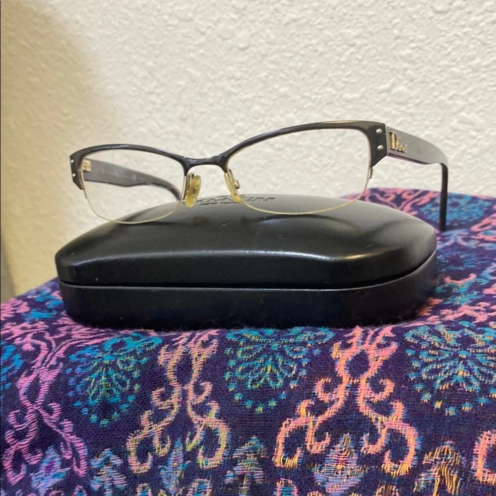 Dior Black and Gold Semi-Rimless Glasses